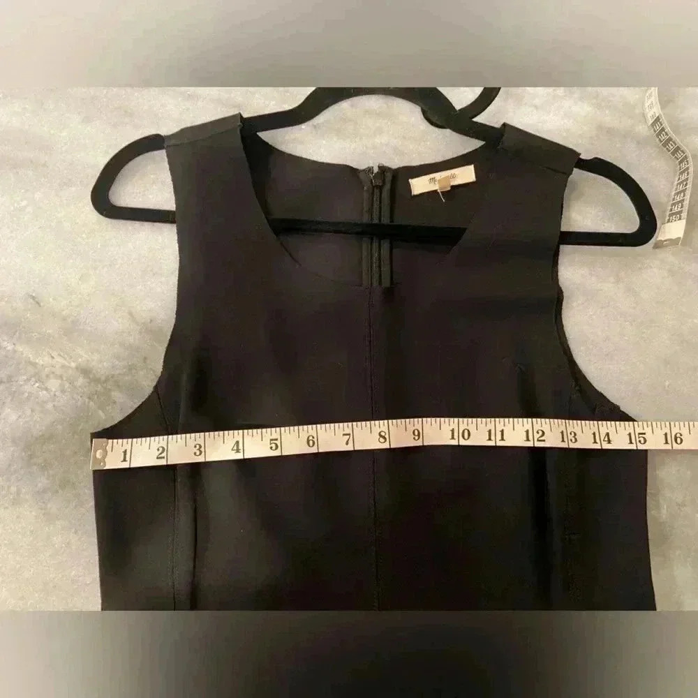 Madewell Stretchy Black Ribbed Mini Tank Dress Zip Back Bodycon Scuba Size Small - Picture 13 of 14